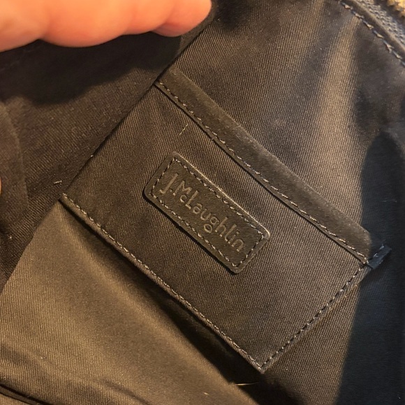 J. McLaughlin Black Suede with sequence tassel clutch - Picture 3 of 4